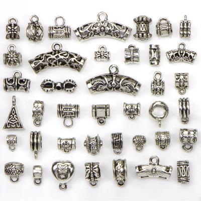 China Antique European Style Silver Alloy Big Hole Bail Bead Charm Clip Clasp Dangle Connectors For DIY Jewelry Finding for sale