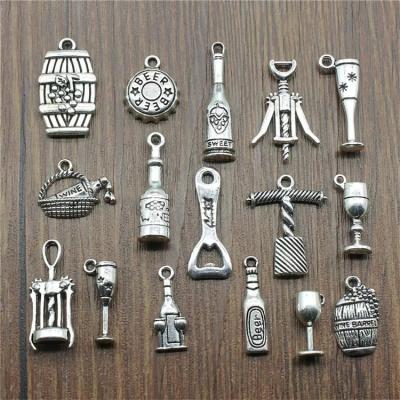 China Free Sample Factory Direct Sales Vintage Beverage Wine Teapot Charms German Silver Plated Retro Pendant for sale