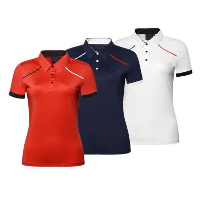 China Wholesale Top Quality 100% Anti-wrinkle Polyester Heather Color 3 Buttons Women Golf Polo Shirt for sale