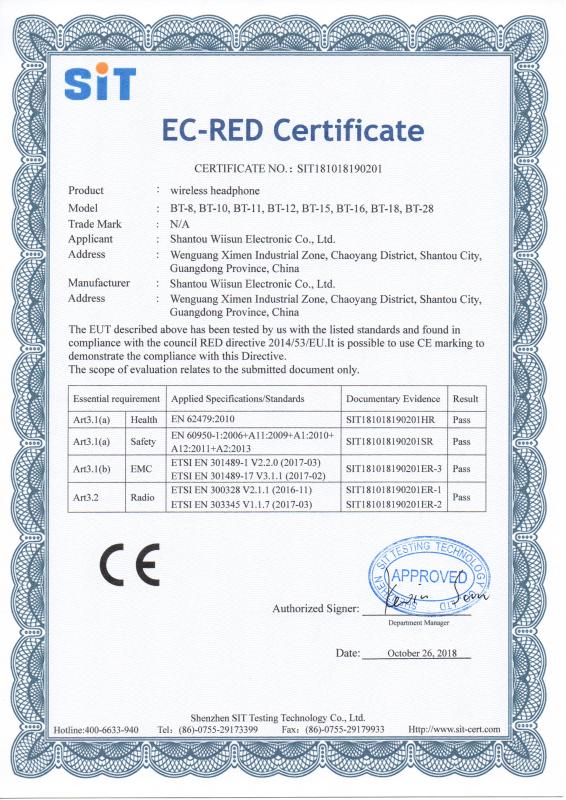 CE - Shantou Wiisun Electronic Co., Ltd.