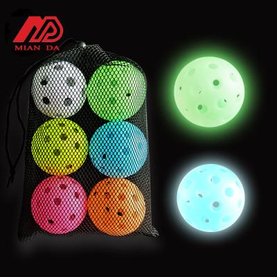 China Glowing NNew Design Luminous 40 Holes Pickleball Glow in the Dark Usapa Glowing Pickleball balls for sale