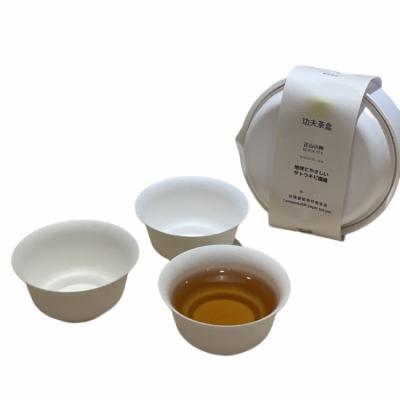 China Sustainable Disposable Bagasse Paper Biodegradable Sugar Cane Travel Tea Serving Canister Compostable Teapot for sale