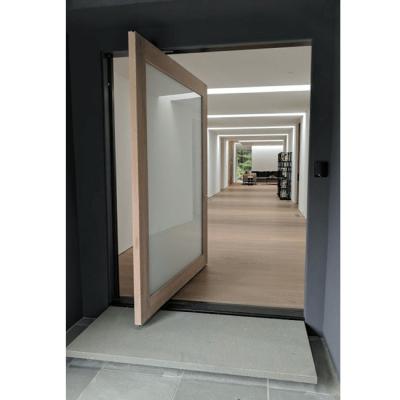 China Front Commercial Main Entrance Pivot Large Pivot Glass Doors Low-E Wooden Glass Door Exterior Simple Modern Interior Waterproof Entry for sale