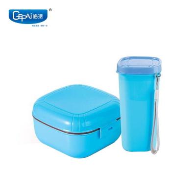 China Sustainable Colorful Set Japan Style Plastic Food Box With Drinking Bottle for sale