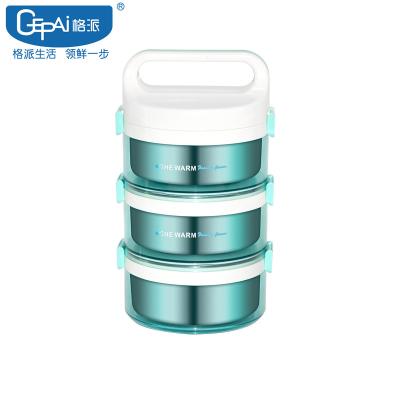 China Heat Insulation Round 3 Layers Stainless Steel Bento Lunch Box for sale