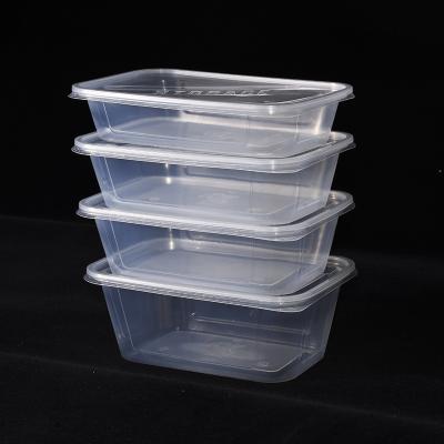 China 1000ml Microwavable Disposable Plastic Clear Container Bento Lunch Box Takeaway Food for sale