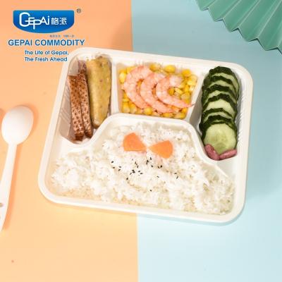 China Biodegradable Biodegradable Food Packaging Containers Restaurant 4 Compartment Lunch Box for sale