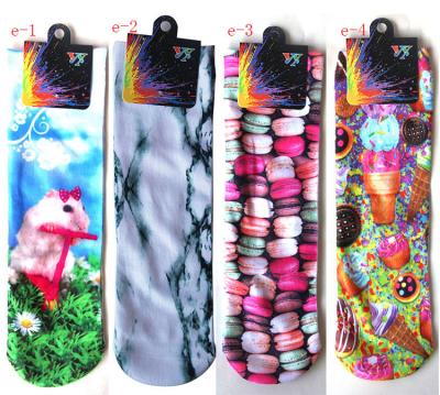 China Fashion custimzied designs high quality antibacterial 3D print child's cotton sublimation socks for sale