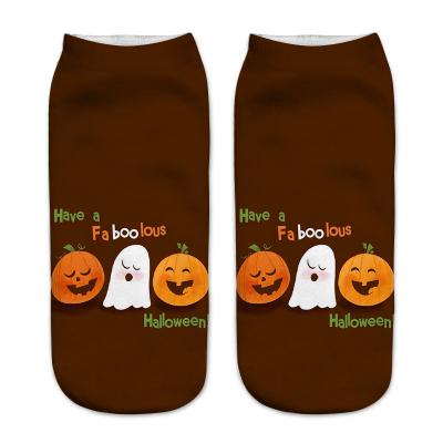 China Anti-Fault 2020 Funny Socks Women's Halloween Socks 3D Digital Printing Skull Pumpkin Car Print Low Cut Socks for sale