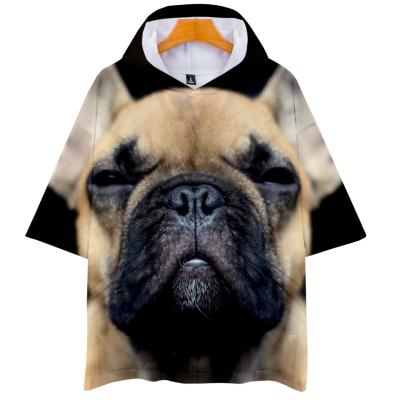 China Anti Shrink Hip Hop Fashion Designed Short Sleeve Hooded Shirt For Men's T Shirt With Hood Polyester T Shirt for sale