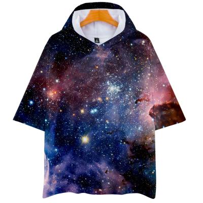 China Wholesale new factory design men's women's hooded short sleeves polyester color t-shirts anti-shrink for sale