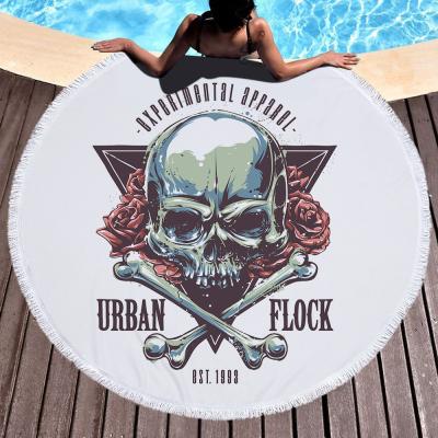 China Compressed Custom Fashion Women Summer Digital Printing Fringe Round Beach Towels for sale