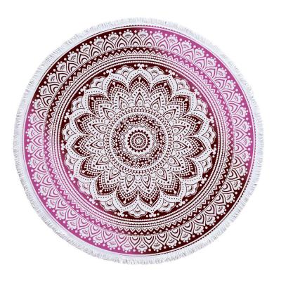 China Compressed Custom Beach Towel, Round Beach Blanket Tassels Beach Towel for sale