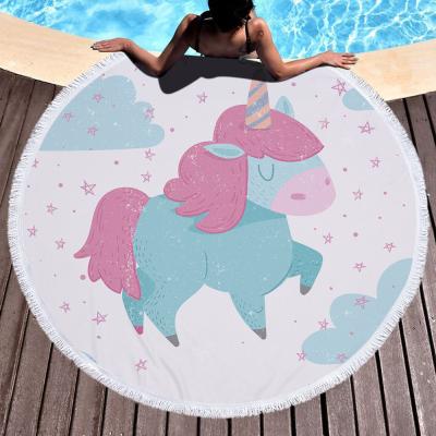 China Zogifts Microfiber Beach Towel Compressed Wholesale Cheap Unicorn Design Round Beach Towel Soft Blanket for sale