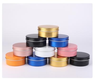 China Tea Frosted Candle Jar Flower Cream Aluminum Tea Tin Box With Screw Lid 180ml for sale