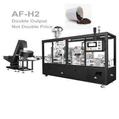 China Food Machine 2022 New Ground Coffee Weighing Double Lanes Automatic Kcup Coffee Pods Filling All-in-One Pack Sealing Machine for sale