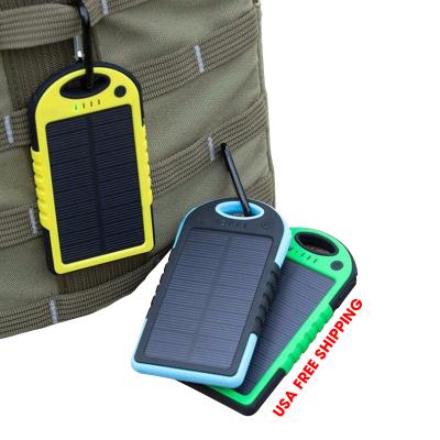 China Free Shipping 5000 Mah Extreme Fast Outdoor Solar Panel Multi Use USA Slim Key Chain Powered Cell Phone Power Bank Charger For Iphone for sale