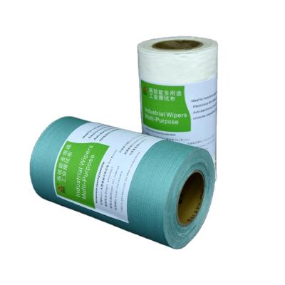 China WIP-X7001J Sustainable White Blue Green Industrial Wipes Roll Industrial Cleanroom Multi Purpose Workshop Dustproof Cleaning Cloths Roll for sale