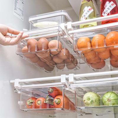 China Stored Food Drinks Eggs Fruit Storage Box Pull Out Fridge Drawer Organizer,Clear Container Fridge Organizer Bins for sale