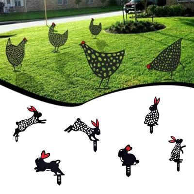 China Wholesale Easy To Use Lawn Garden Decoration Ornament Chicken Yard Art, Outdoor Acrylic Metal Model Custom Animal Shape Rabbit Yard Art for sale