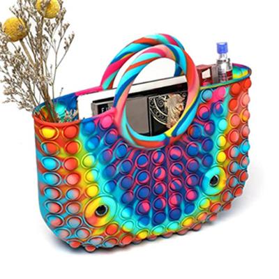 China 2021 Decompression Pop Bubble Christmas Gift Silicone Push Pop Bubble Handbags, New Design Stir Sensory Purses Bag For Women for sale