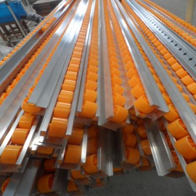 China Aluminum Cardboard Flow Rack System Gravity Cardboard Flow Roller Track To Slide Rack System for sale