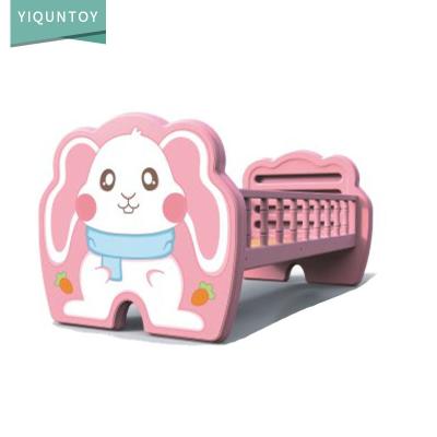 China Funny Cartoon Plastic/Wooden Kindergarten Kids Plastic Bed With Wooden Sleeping Board for sale