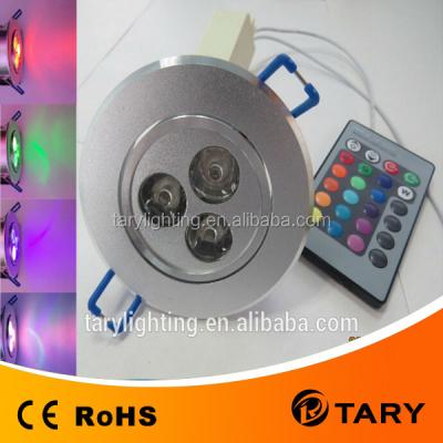 China Aluminum color changing automatically 3W RGB led downlight with IR remote controller for sale