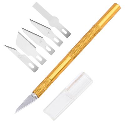 China Swivel Open 1 Set Metal Handle Scalpel Blade Knife With 5Pcs Blade Craft Knife DIY Stationery Utility Knife for sale