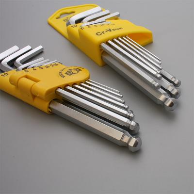 China Carbon Steel 9 Pcs Hex Allen Key L Type Ball-end Wrench Set Chrome Vanadium Steel Hand Tools Bike Accessories for sale