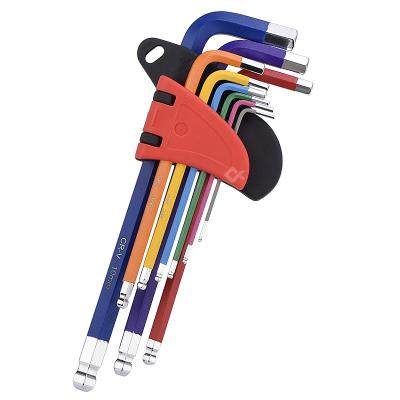 China Allen Key Wrench Tools Set 9 Pcs Chrome Vanadium Color Steel Tool Kit Screwdrivers Ball End Wrench Set Screwdrivers for sale