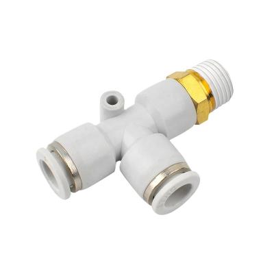 China Plastic Male Branch T Type G-Thread With O-rings Tee Pneumatic Connector Quick Coupler for sale