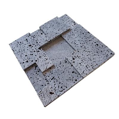 China Easy to install and maintain high quality culture tumbled stones for wall gray evolcanic lava rock volcano stone tile for sale