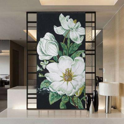 China Free Sample Parquet Home Bathroom Handcrafted Shower Inlay Ice Crack Flower Patterns Wall Art Mosaic Slab Glass Mural for sale