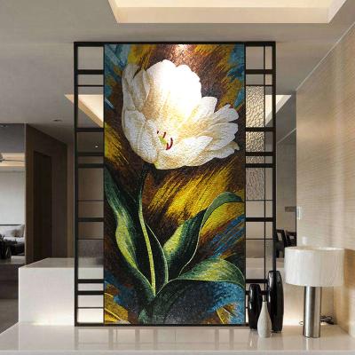 China Parquet Customizable Prices In Egypt Flower Wall Slab Diy Glass Mosaic Patterns for sale