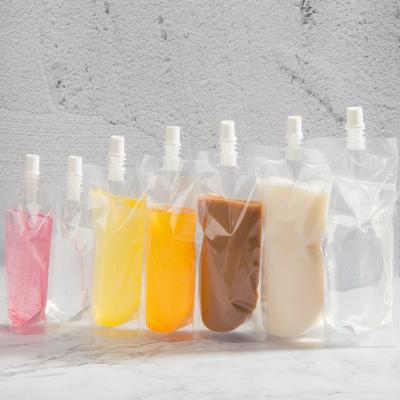 China Eco - Friendly Transparent Clear Snack Plastic Stand Up Beverage Bag Pouch Spout Water Bag for sale