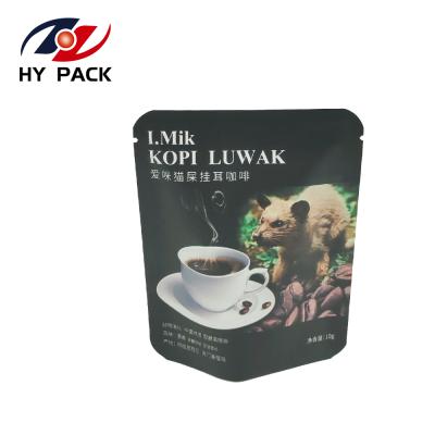 China Security Custom Printed Three Seal Coffee Bags Food Grade Material Side Rack Up Bags for sale