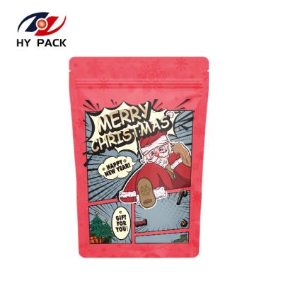 China Food Stand Bag Custom Made Moisture Proof Christmas Day Printing Bags And Zipper Pouch Stand Waist for sale