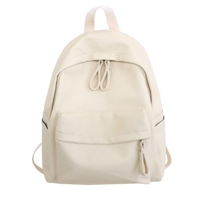 China Women Backpack Fashion Solid Color Bagpack Waterproof Custom Soft Leather Student School Bag For Girls Backpack for sale