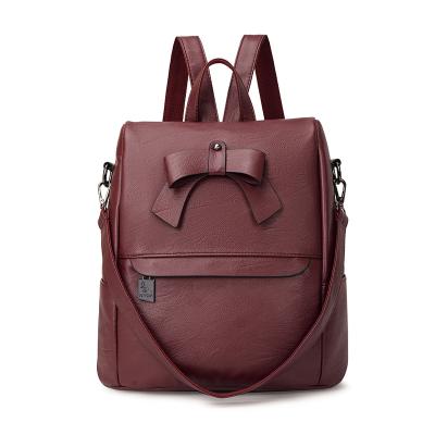 China Custom waterproof women leather bagpack fashion backpack female high quality ladies soft school backpack for sale