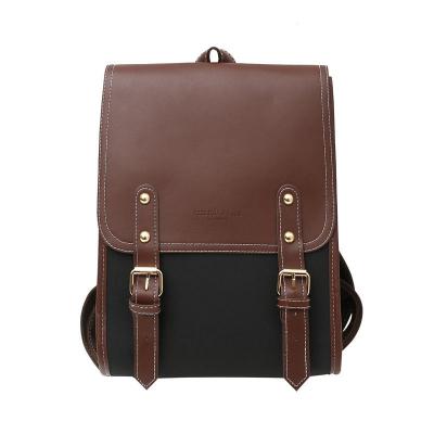 China Water Resistant Fashion Retro PU School Backpack Leather Bags Women Large Backpack For Teenagers Girls Simple Designer Bagpack New for sale