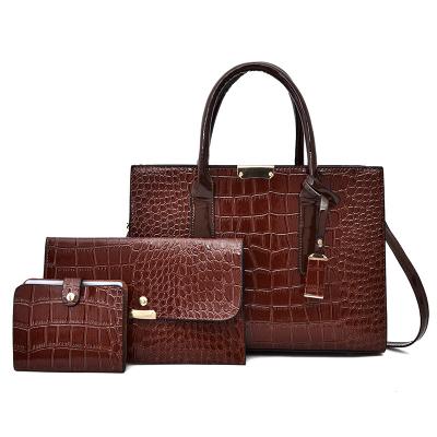 China Water Resistant Main Bag A Femme 3 Pcs PU Leather Tote Bag For Women Luxury Stone Pattern Handbag Set for sale