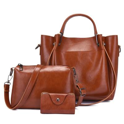 China 3 Piece Suit Women's Water Resistant Designer Large Capacity Leather Handbags PU Leather Handbag Sets for sale