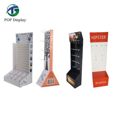 China Advertising Retail Promotion Furniture Sock Hang Package Hook Display Cardboard Floor Rack Cardboard Display Stands With Hooks for sale