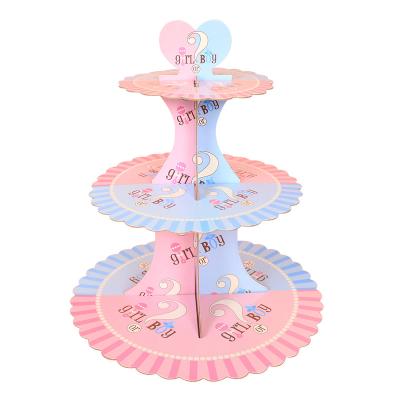 China Hollow Party Event Disposable Paper Party Wedding Dessert Stand 3 Tier Cupcake Display Stand December for sale