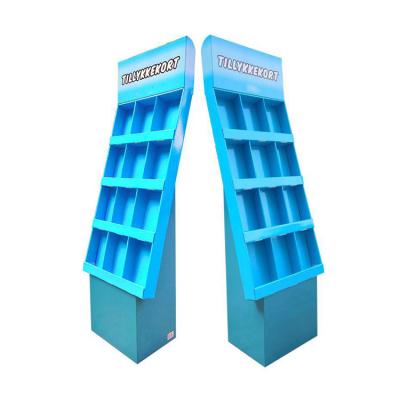 China 350gCCNB+ Corrugated K3 Or K5 Cardboard / Material Recycled Cardboard Floor Display Stand Pop Shelf Pop Up Counter Display Box Removable Hooks for sale