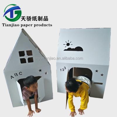 China Easily Assembled Custom Design High Quality Corrugated Cardboard House Play House For Kids for sale