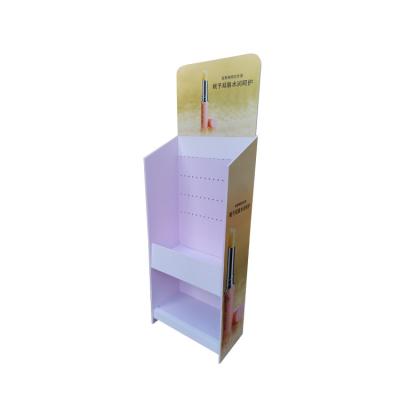 China Advertising Promotion Furniture Customized Hook Display Stand 2 Tier Goods Cardboard Lipstick Display Counter Racks for sale