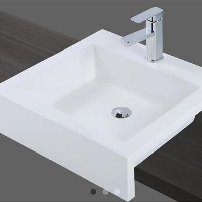 China Modern Customized White Gloss Spray Ceramic Rectangular Bathroom Sinks for sale