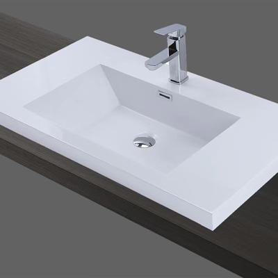 China Modern Home Bathroom Sink Rectangular White Ceramic Hand Wash Basin for sale